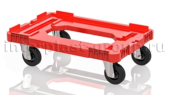 Тележка пластиковая с отверстием без тормозов усиленная красная в Кургане Тележка пластиковая с отверстием без тормозов усиленная красная в Кургане