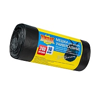 Мешки для мусора 240 л, черные, в рулоне 10 шт., ПНД 40 мкм, 1250х1000 мм, Крепак, 4607075710153 в Кургане