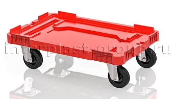 Тележка пластиковая сплошная без тормозов красная в Кургане