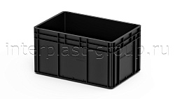 Евроконтейнер закрытые ручки/сплошное дно 600х400х320 черный