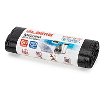 Мешки для мусора 60 л, черные, в рулоне 20 шт., ПНД, 10 мкм, 700х600 мм, LAIMA, 601381 в Кургане