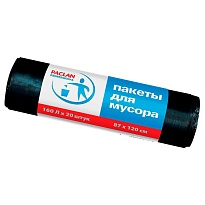 Мешки для мусора 160 л, черные, в рулоне 20 шт., ПВД, 30 мкм, 1200х870 мм, PACLAN Professional, 604082 в Кургане Мешки для мусора 160 л, черные, в рулоне 20 шт., ПВД, 30 мкм, 1200х870 мм, PACLAN Professional, 604082 в Кургане