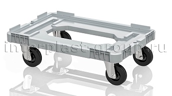 Тележка пластиковая с отверстием без тормозов усиленная серая в Кургане