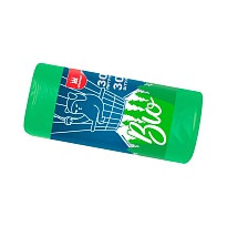 Мешки для мусора 30 л, биоразлагаемые, зеленые, в рулоне 30 шт., ПНД, 7 мкм, 560х480 мм, БИО, МБ2110 (МНБ 30-30ж) в Кургане