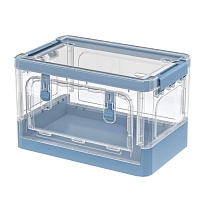 Ящик пластиковый складной прозрачный, дно синее, 360х235х230 мм, с колесиками в Кургане