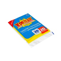 Мешки для мусора 20 л, с ручками, черные, в пачке 20 шт., ПНД, 10 мкм, 550х440 мм, Крепак, 4607075710085 в Кургане