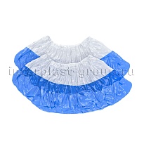 Бахилы бело-синие 1000 шт (500 пар), 48 мкм, двойная подошва, с одной резинкой, Эконом+ в Кургане