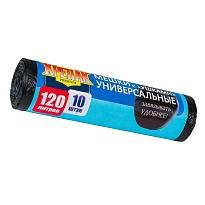 Мешки для мусора 120 л, с ушками, черные, в рулоне 10 шт., ПНД, 15 мкм, 1100х700 мм, Крепак, 4607075710474 в Кургане Мешки для мусора 120 л, с ушками, черные, в рулоне 10 шт., ПНД, 15 мкм, 1100х700 мм, Крепак, 4607075710474 в Кургане