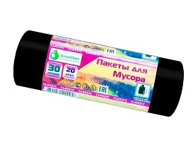 Мешки для мусора 30 л, черные, в рулоне 20 шт., ПНД, 7 мкм, 600х500 мм, MIRPACK Classik, 302040 в Кургане