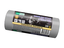 Мешки для мусора 240 л, ароматизированные, серые, в рулоне 10 шт., ПВД 40 мкм, 1500х1100 мм, СИЛАЧИ, sil240111101