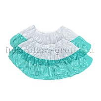 Бахилы бело-бирюзовые 1000 шт (500 пар), 48 мкм, двойная подошва, с одной резинкой, Эконом+ в Кургане