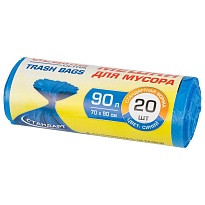 Мешки для мусора 90 л, синие, в рулоне 20 шт., ПНД, 14 мкм, 900х700 мм, LAIMA ULTRA, 607693 в Кургане