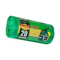 Мешки для мусора 20 л, биоразлагаемые, с ручками, черные, в рулоне 30 шт., ПНД, 10 мкм, 550х440 мм, Крепак, 4607075710047 в Кургане