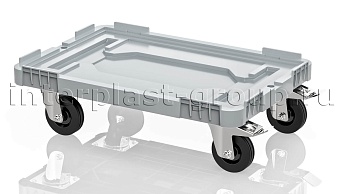 Тележка пластиковая сплошная 2 колеса с тормозом серая в Кургане Тележка пластиковая сплошная 2 колеса с тормозом серая в Кургане