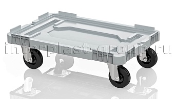 Тележка пластиковая сплошная без тормозов серая в Кургане