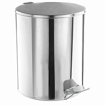 Ведро для мусора с педалью, усиленное, ТИТАН, 7 л, кольцо под мешок, нержавеющая сталь, хром в Кургане