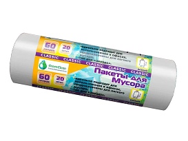 Мешки для мусора 60 л, белые, в рулоне 20 шт., ПНД, 7 мкм, 700х600 мм, MIRPACK Classik, 602052 в Кургане