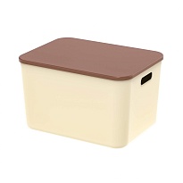 Ящик пластиковый вкладываемый бежевый с коричневой крышкой 410х305х245 мм в Кургане