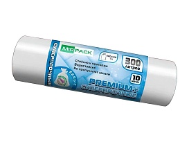 Мешки для мусора 300 л, белые, в рулоне 10 шт., ПВД 70 мкм, 1400х1000 мм, PREMIUM+, 300101602 в Кургане