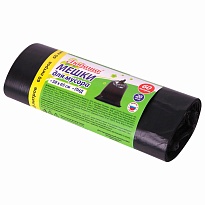 ММешки для мусора 60 л, черные, в рулоне 20 шт., ПНД, 8 мкм, 650х580 мм, Любаша, 608092 в Кургане