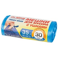 Мешки для мусора 35 л, с ушками, синие, в рулоне 30 шт., ПНД, 11 мкм, 650х500 мм, LAIMA ULTRA, 607684 в Кургане