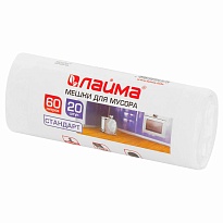 Мешки для мусора 60 л, белые, в рулоне 20 шт., ПНД, 7 мкм, 680х580 мм, LAIMA, 605539 в Кургане