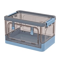 Ящик пластиковый складной прозрачный коричневый, дно синее, 360х235х230 мм, с колесиками в Кургане