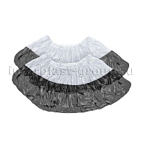 Бахилы бело-черные 1000 шт (500 пар), 48 мкм, двойная подошва, с одной резинкой, Эконом+ в Кургане Бахилы бело-черные 1000 шт (500 пар), 48 мкм, двойная подошва, с одной резинкой, Эконом+ в Кургане