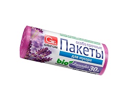 Мешки для мусора 30 л, ароматизированные, Лаванда, сиреневые, в рулоне 20 шт., ПНД, 9 мкм, 560х530 мм, GRIFON Aroma, 101-020 La в Кургане