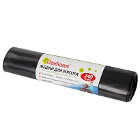 Мешки для мусора 240 л, черные, в рулоне 5 шт., ПВД 30 мкм, 1300х900 мм, Любаша, 605338 в Кургане